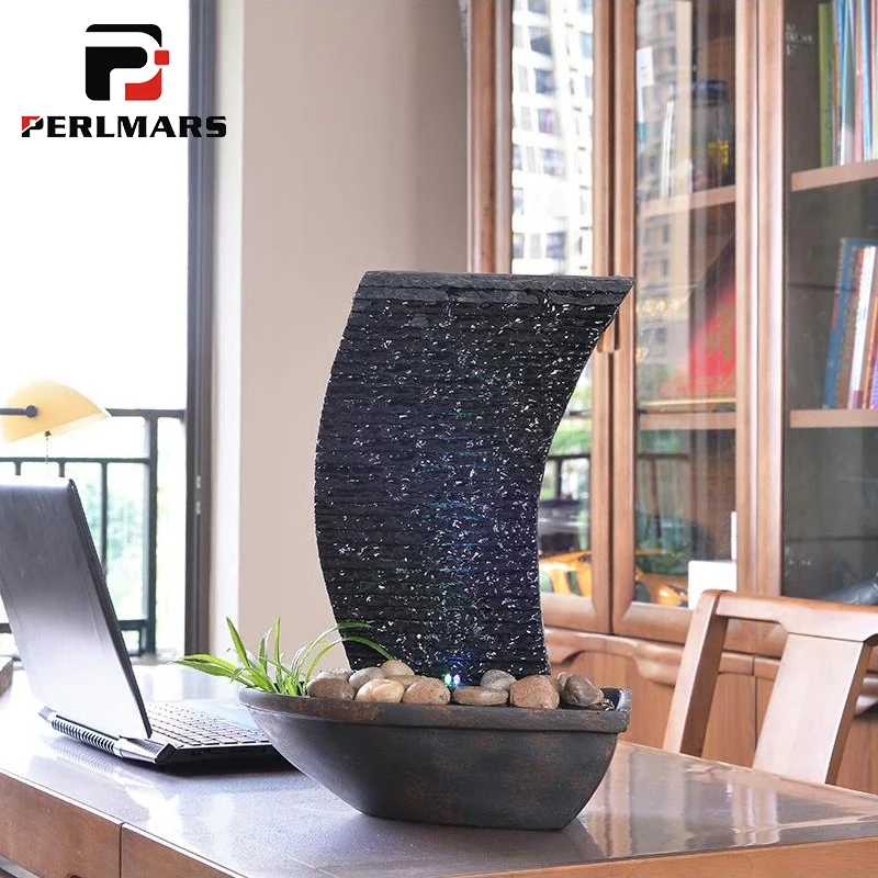 Kopen 110 220 v Creatieve Moderne Fontein LED Waterval Micro Landschap Keramische Ambachten Office Desktop Lucky Ornamenten Home Decor