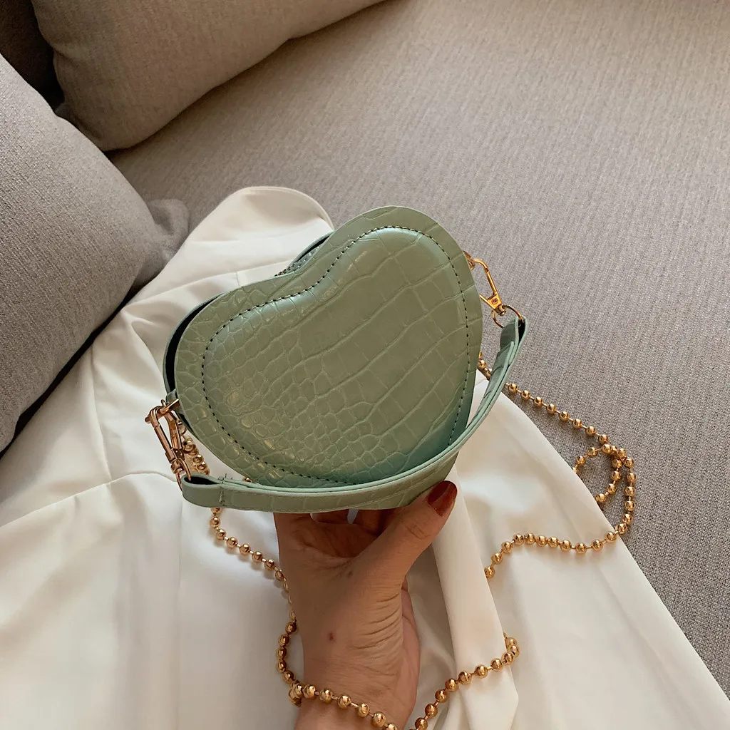 

Bags for women 2019 Alligator Leather heart-shape Crossbody bags for women Handle Chain women bag over shoulder bolsa feminina
