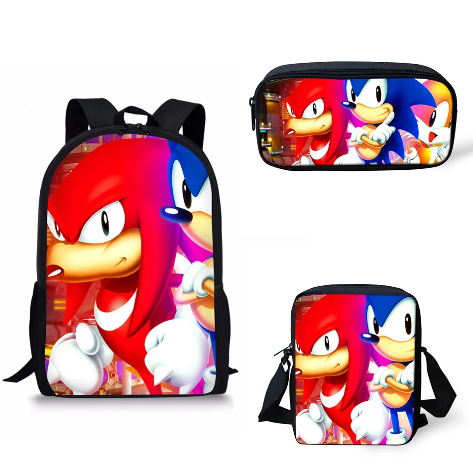 Аниме Sonic зубная щётка принт школьный рюкзак для мальчиков и девочек с рисунками зверей из мультфильмов в виде ежа ортопедические рюкзаки для Детей Книга сумка 3 шт./компл - Цвет: 8