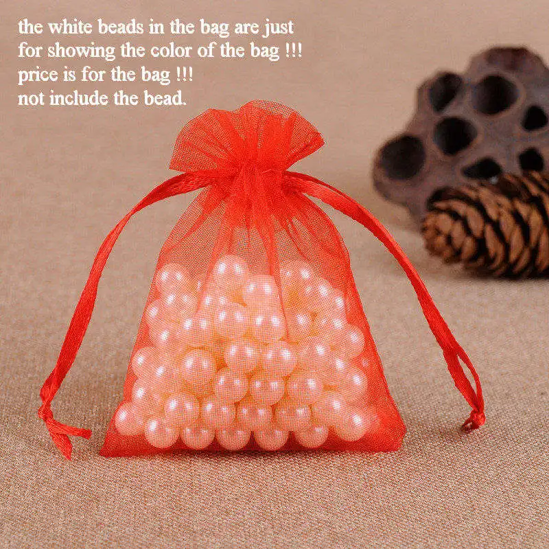 50 шт. 7X9 9X12 10X15 13X18 см Мульти 21 Цвета ювелирные изделия Упаковка жемчужные мешки из пряжи с ручкой Свадебный подарок сумки мешки для конфет - Цвет: Красный