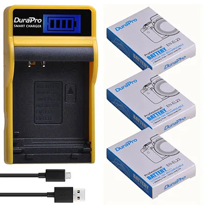 DuraPro 1850mAh EN-EL23 EN EL23 Camera Li-ion Battery+ LCD USB Charger For Nikon COOLPIX P900, P610, P600, B700, S810c Camera - Цвет: 3 Battery Set