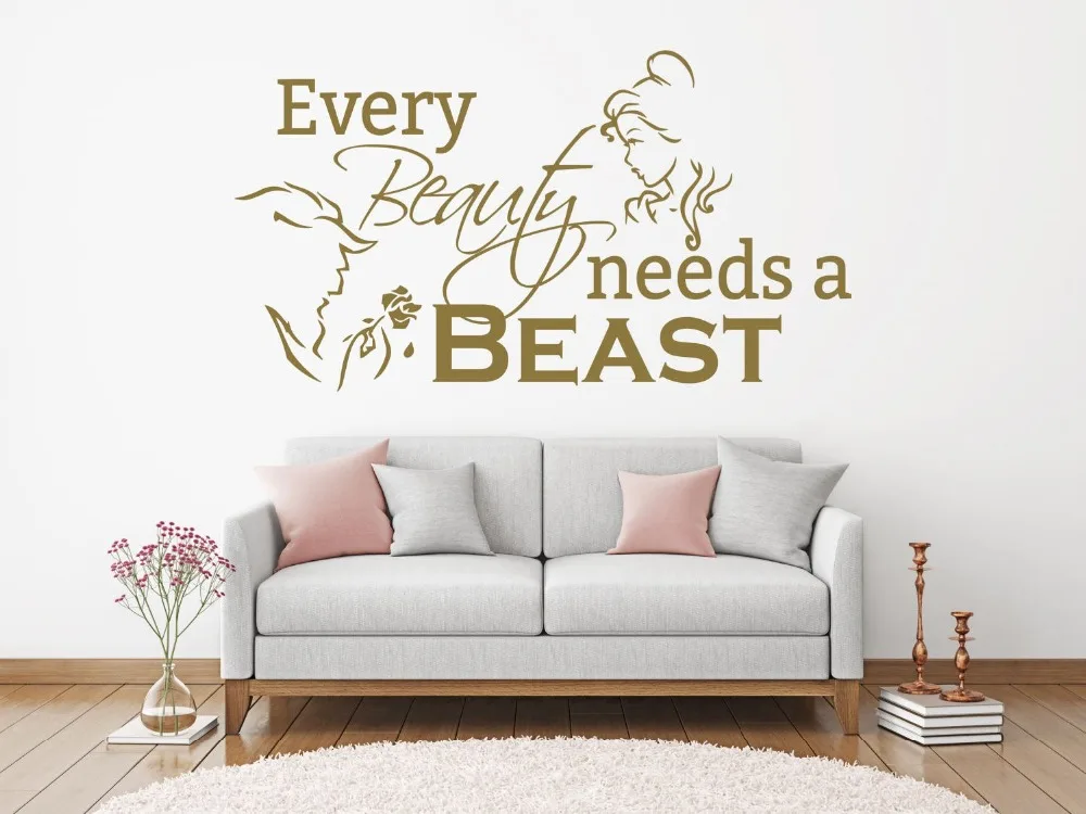 

Beauty And The Beast Romantic Bedroom Wall Sticker Needs A Beast Quote Home Decoration Vinyl Art Removable Poster Mural W208
