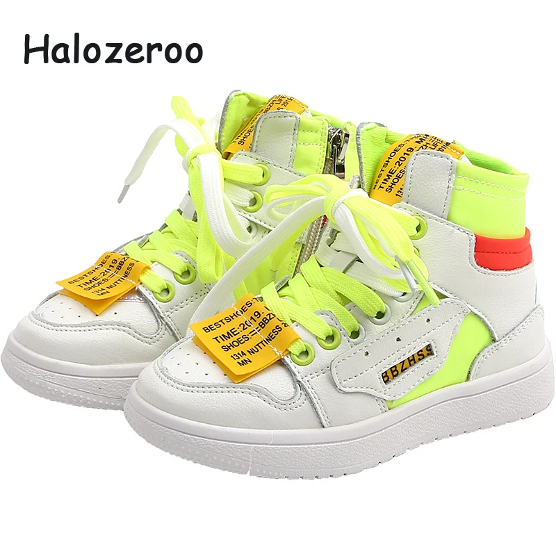 

2019 Autumn Kids High Sport Sneakers Baby Girls Mesh Casual Sneakers Children Genuine Leather Brand Shoes Black Sneakers Trainer