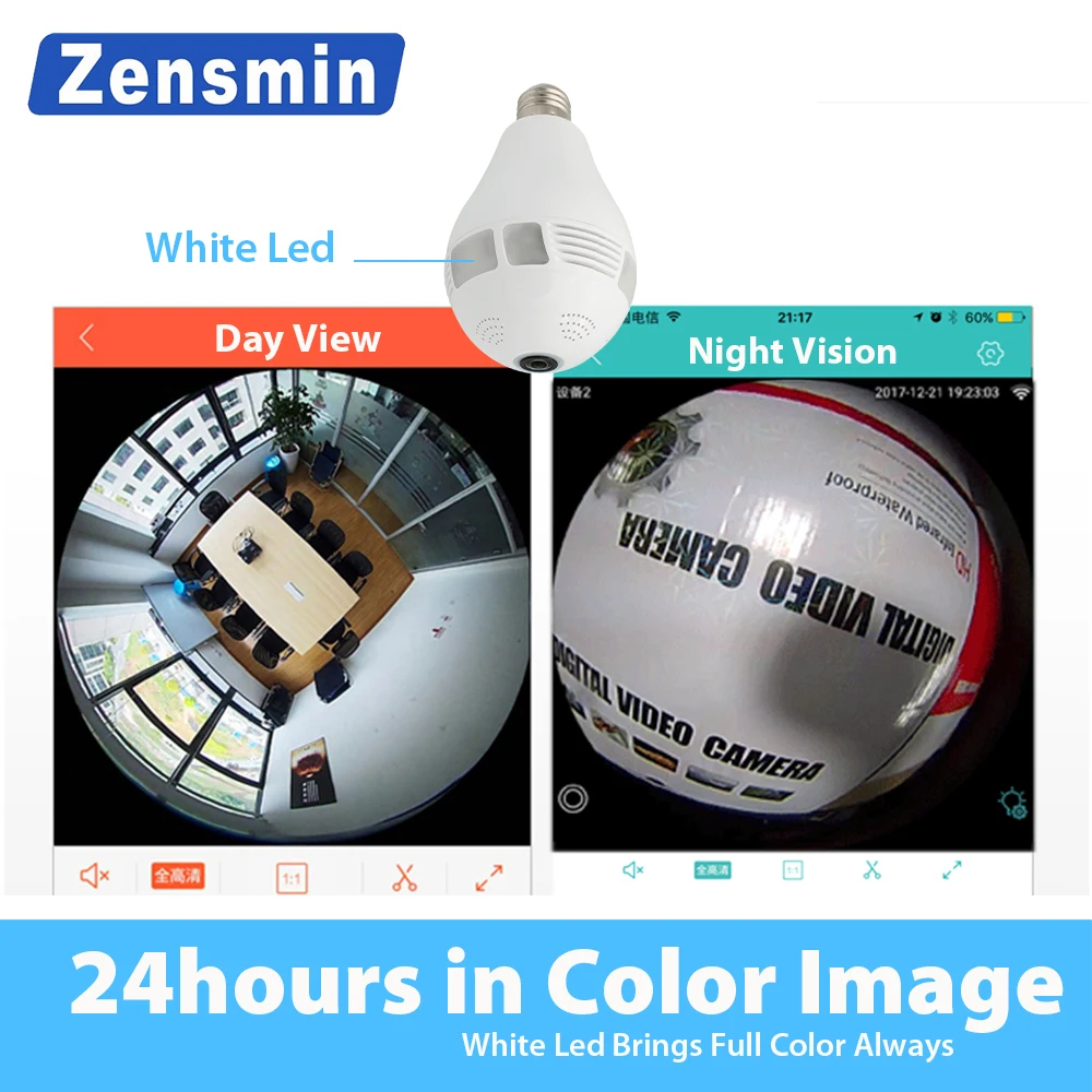 Zensmin лампочки Беспроводной IP Камера Wi Fi FishEye 960 P/3MP 360 градусов VR CCTV 1.3MP охранных wi