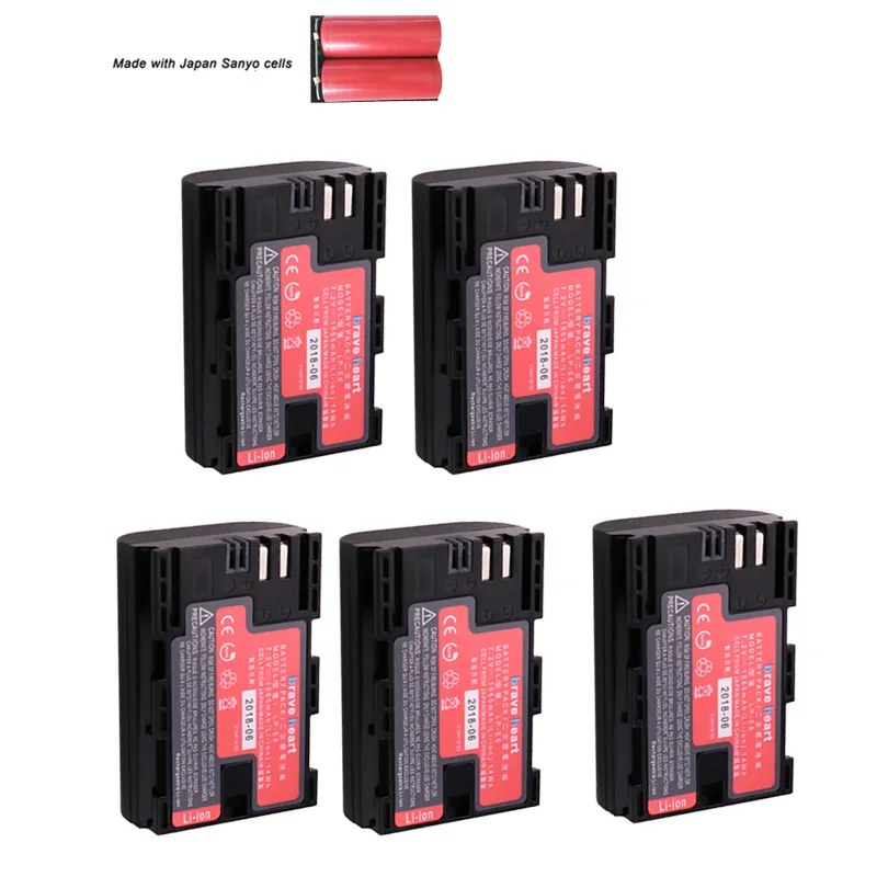 

High Real Capacity LP-E6 LP E6 LP-E6N Battery Japan Sanyo Cell for Canon EOS 6D 7D 5DS 5DSR 5D Mark II IV 5D 60D 60Da 70D