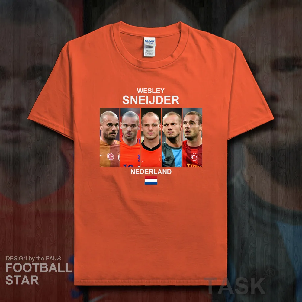 

Wesley Sneijder men t shirts 2018 jerseys Netherlands footballer star 100% cotton Casual The fans tees fashion youth clothing 20