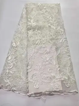 

White Color Sequins Net Tulle Lace Fabric 2018 Latest High Quality Wedding Laces Nigeria Embroidery Mesh Guipure Laces Fabric