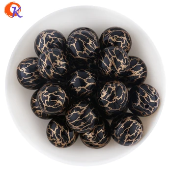 

New Arrival 20MM 100Pcs/Lot Fashion Jewelry Printing Gold On Black Acrylic Bead For Handmade Jewelry Accessories CDWB-701286