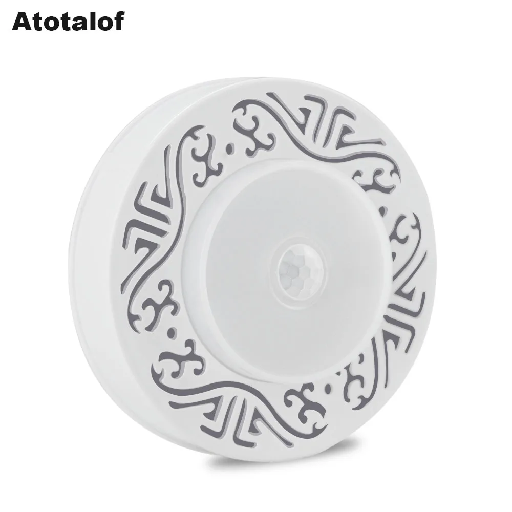 Atotalof зарядка через usb инфракрасный PIR Сенсор ночник авто на Off Теплый свет/белый