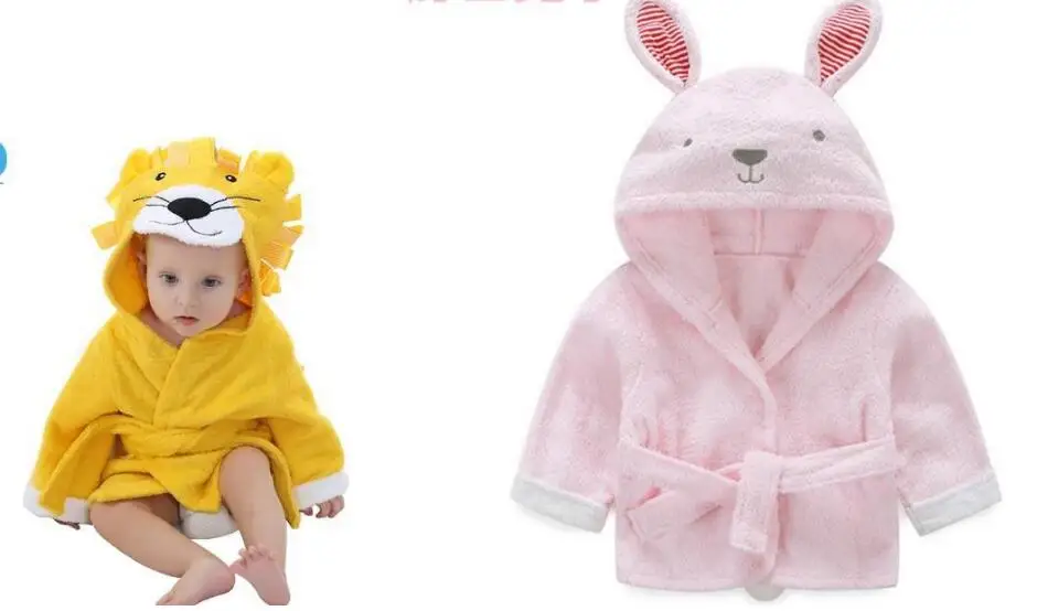 Милый халат с изображением животных, фланелевые детские халаты, ночная рубашка, детские полотенца, купальные халаты с капюшоном