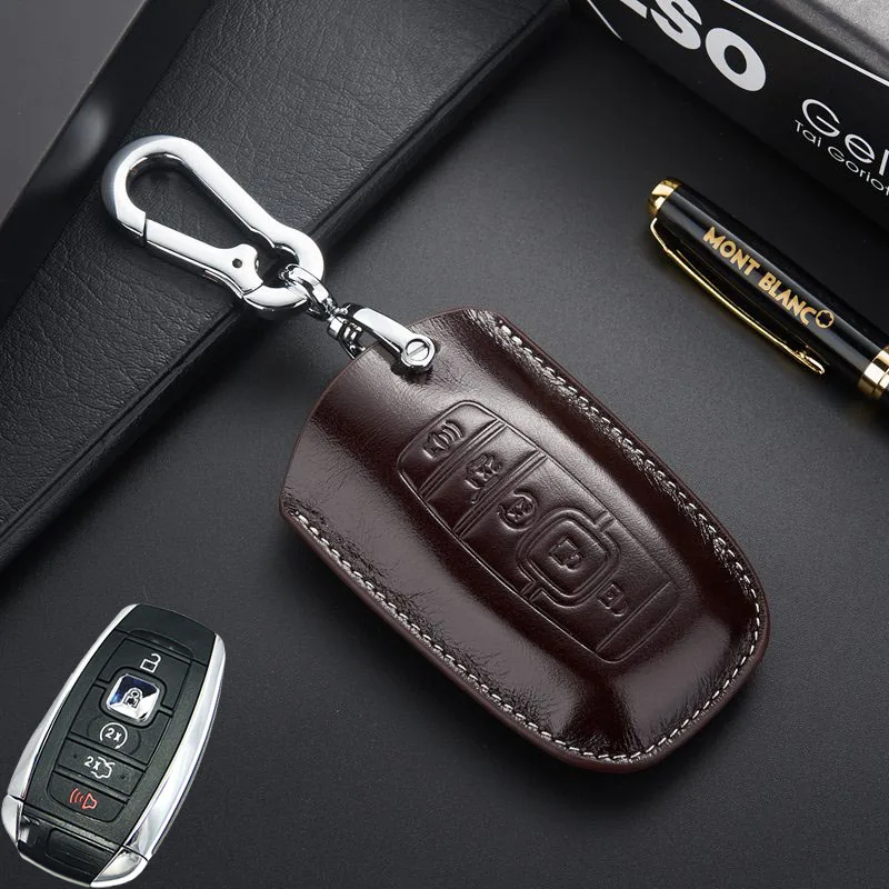 Leather Key Fob Cover Case for 2017 2018 New Lincoln 2017