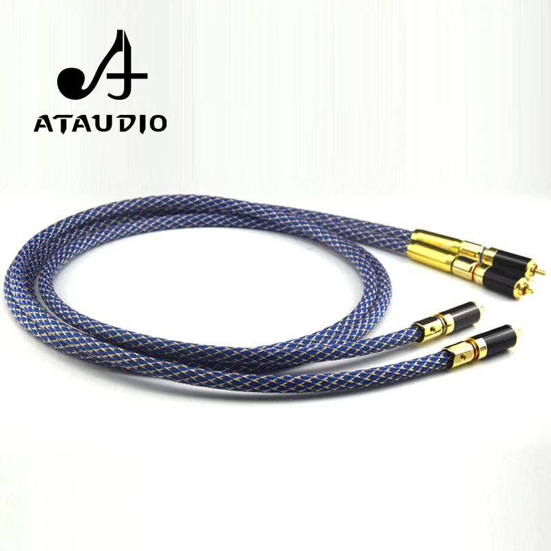 ATAUDIO Silver Plated Hifi RCA Audio Cable Dual Shielding High Quality 2RCA to 2RCA Male DVD Amplifier Interconnect RCA Cable