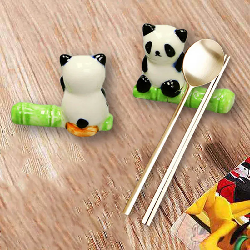 1pc Cute Ceramic Panda shape Chopstick Stand Rest spoon holder