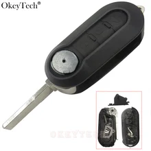 Okeytech 3 Buttons Remote Modified Flip key Shell Case For Fiat 500 Panda Punto Bravo Cover Uncut Blade Car Key Shell