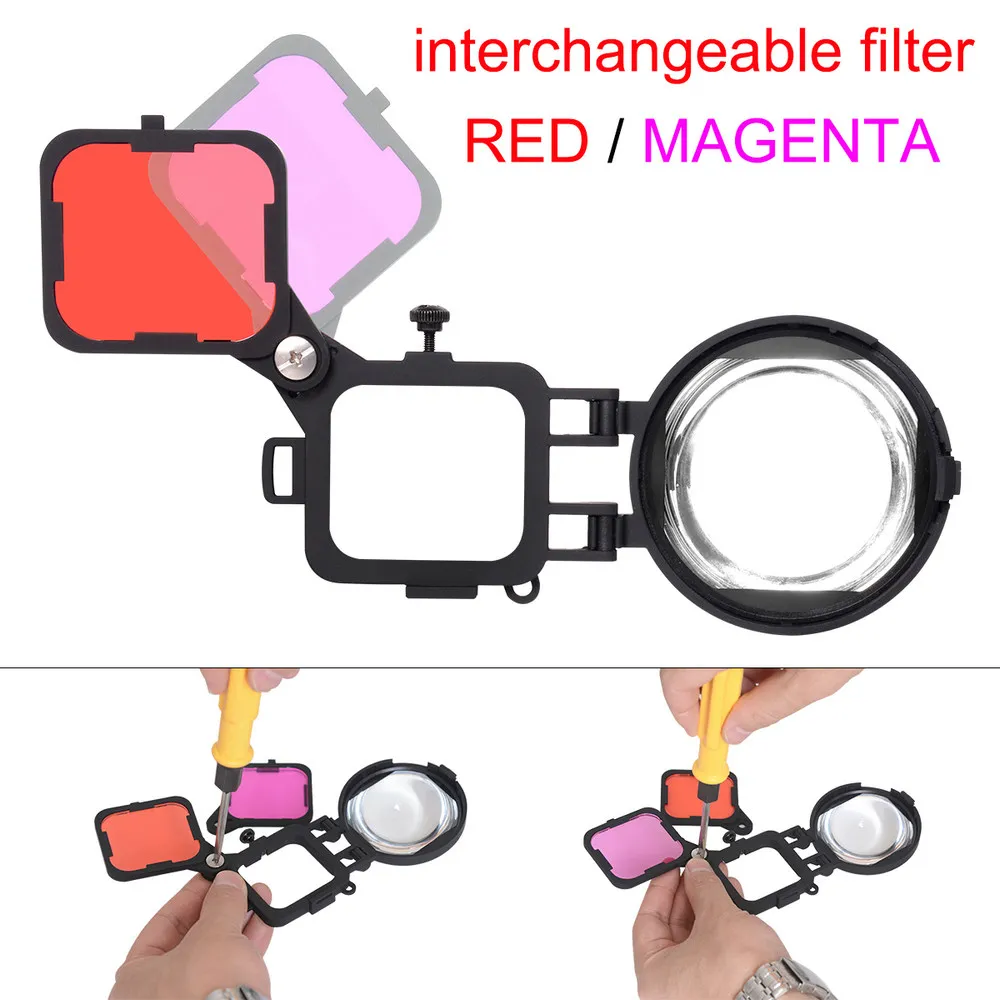 Красный пурпурный фильтр для коррекции цвета с макрообъективом 16X для Gopro Hero 7 6 5 черный чехол для подводного плавания набор фильтров для объектива