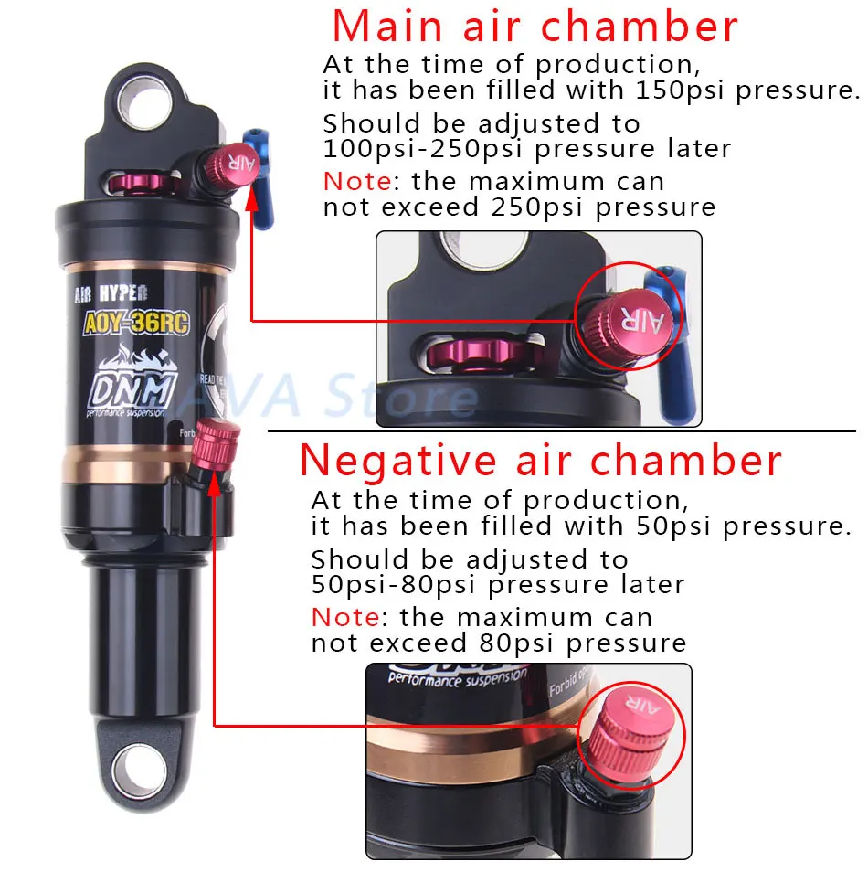 DNM/AOY-36RC горный велосипед задний амортизатор высокого Давление BMX горный велосипед MTB велосипед пневматической подвеской Запчасти горные амортизатор 165 190 200