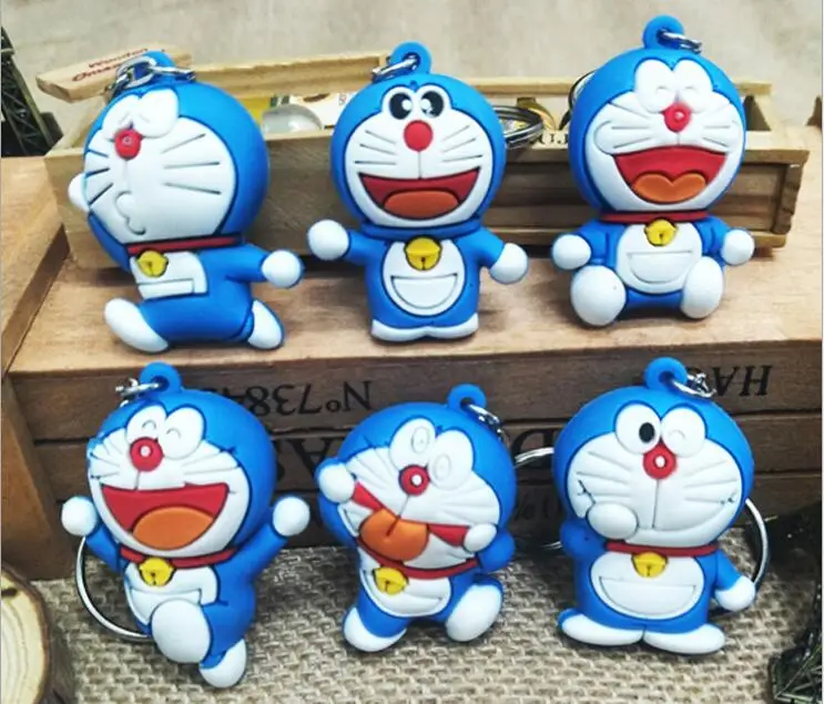 24 шт./лот 3D Мультфильм стильный Doraemon Силиконовое кольцо для ключей цепи сумка орнамент висит дети День рождения сувениры подарок сувенир