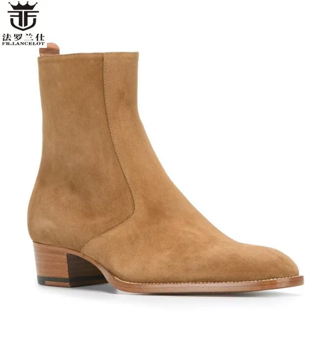 Cow leather pointed toe boots men chelsea boots british style fashion winter men