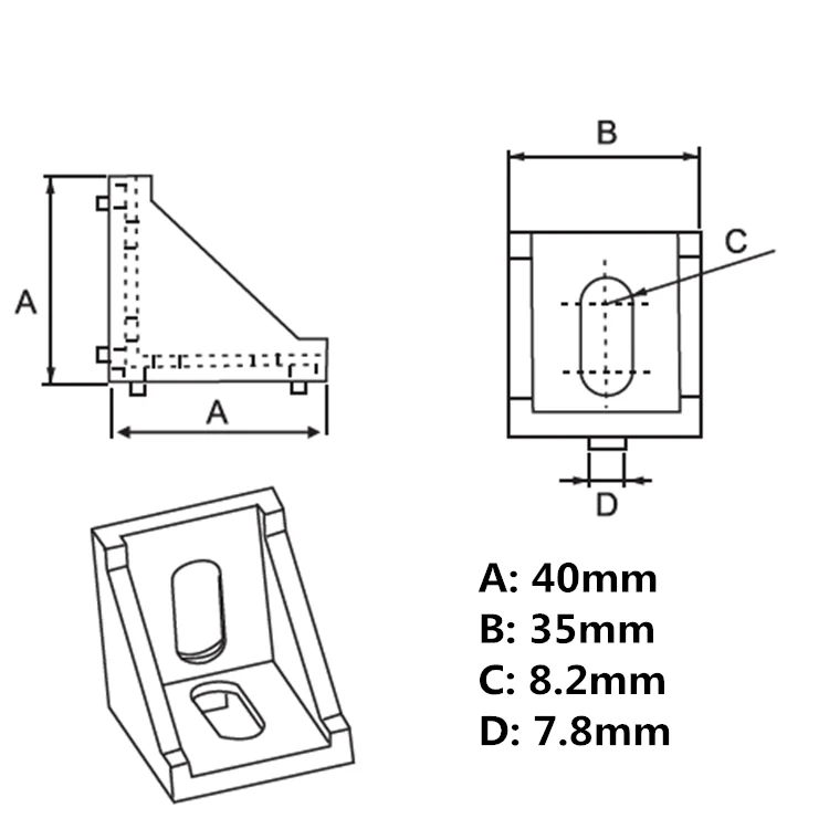 20 шт. 4040 кронштейны угловой фитинг алюминиевый 40x40 L Соединительный кронштейн крепеж для 4040 промышленных алюминиевых профилей