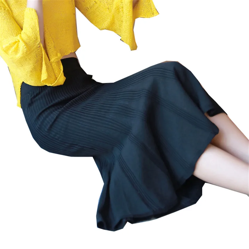 

New Autumn Winter Fashion Office Sexy Women A-line Skirt High Waist Ladies Package Hip Knitted Skirts Midi-Length Trumpet WZ181