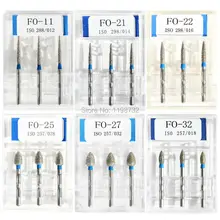 15 шт./5 Коробки стоматологических алмазных боров(FO-11/FO-21/FO-25/FO-27/FO-32 полировальные инструменты сверла диаметром-боры высокой Скорость наконечник стоматолог заусенцы P