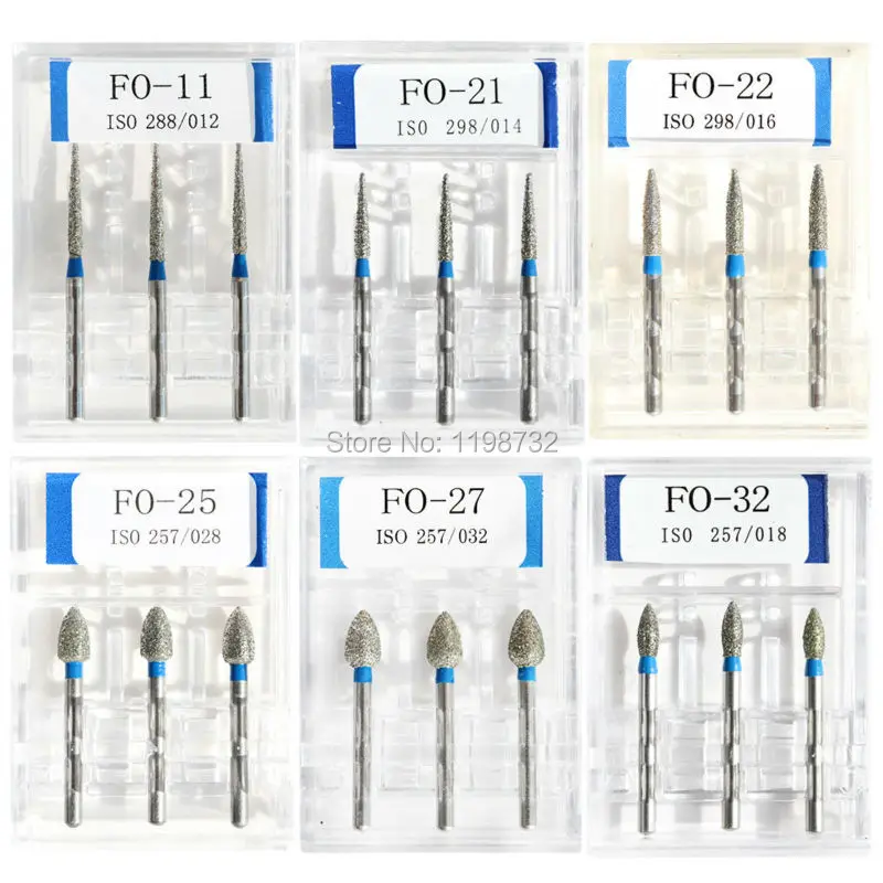 

15Pcs / 5Boxes Dental Diamond Burs FO-11/FO-21 /FO-25 /FO-27 /FO-32 Polisher Drill Dia-Burs High Speed Handpiece Dentist Burrs P