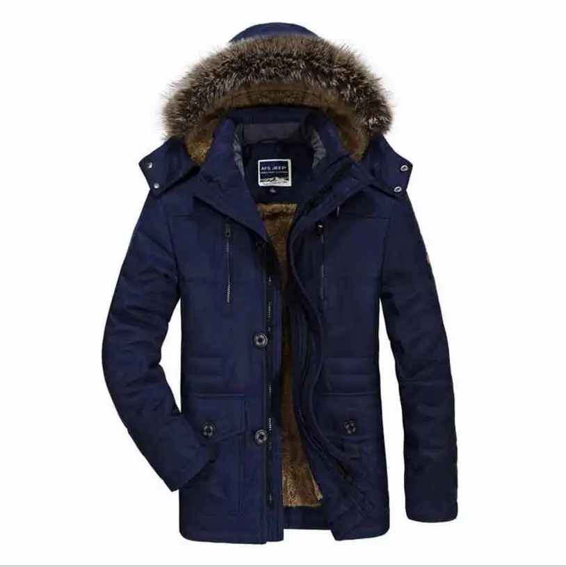 Мужские зимние куртки и пальто длинные пуховики Верхняя одежда с капюшоном повседневные длинные зимние пальто мужские толстые теплые парки Размер 6XL - Цвет: Blue