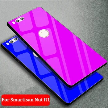 Перейти на Алиэкспресс и купить Для Smartisan Nut R1 чехол сплошной цвет Закаленное стекло чехол для Smartisan NutR1 чехол для телефона DE106 Nut R 1 защитный чехол