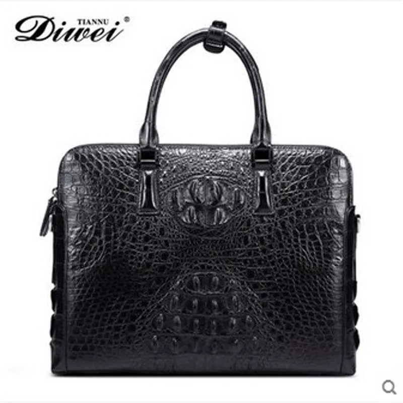 

diwei 2019 new hot free shipping crocodile skin men handbag fashion luxury cross section briefcase one shoulder laptop bag