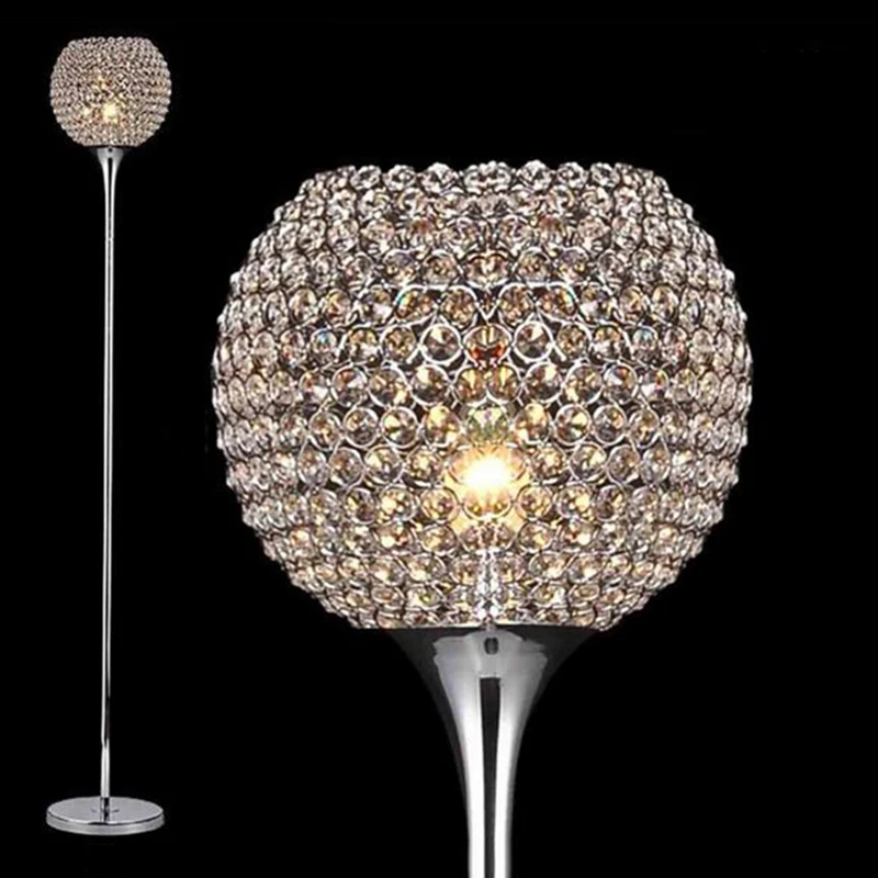 Brief Modern K9 Crystal Floor Lamp E27 Living Room Home Decor Lampshade