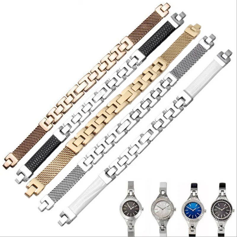 

8*3.5mm Stainless Steel Strap Women's Bracelet Watchband Watch band Strap For AR7331 7328 7330 Hook Strap
