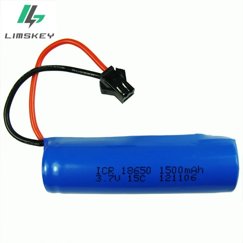 Super quality 3.7V 1500mAh remote control helicopter remote control aircraft 18650 cylindrical lithium battery SM plug