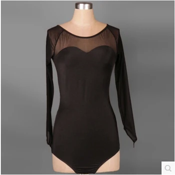

Latin dance costume winter top gauze sleeves body latin dance jaket for women latin dance costume competition black top