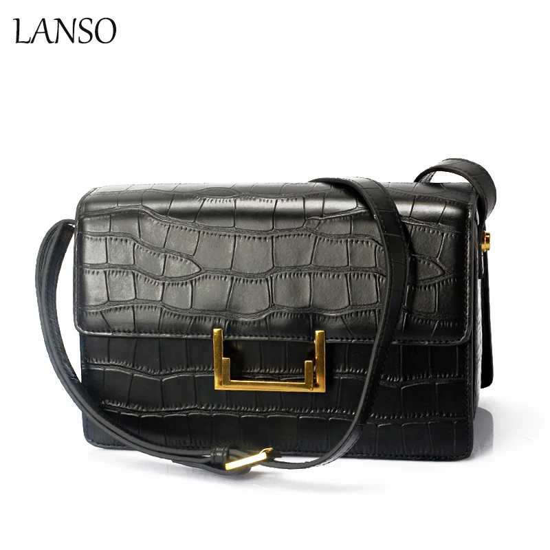 

Drop Shipping Leather Alligator Pattern Oblique Cross Flap Genuine Leather Shoulder Bag Ladies Bag Women Famous Brand Designer