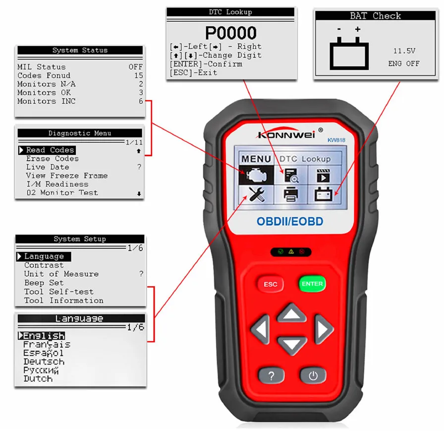 OBD2 сканер EOBD диагностический инструмент для автомобиля ELM327 MS509 12 В проверка тестером батареи двигателя автомобиля диагностики ODB 2 сканер