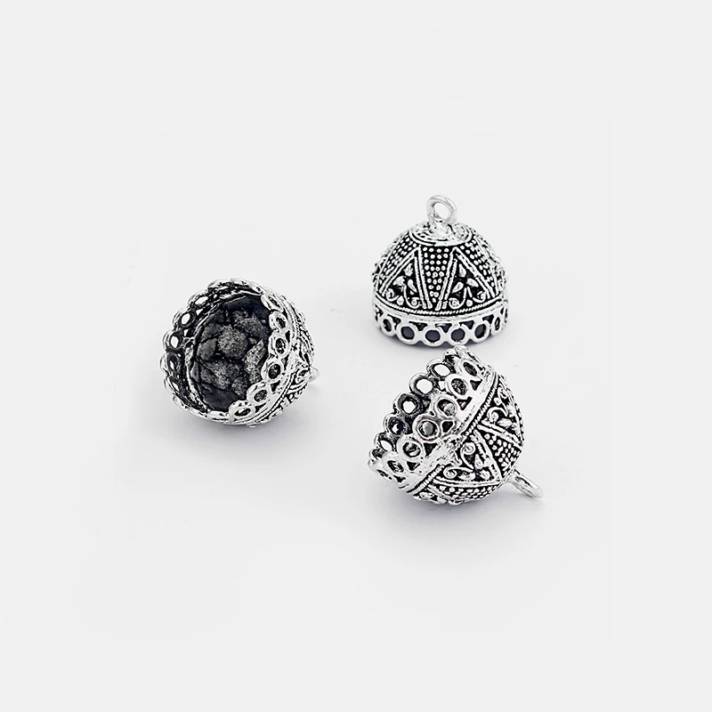 

10pcs Antique Silver Lace Lacework Embossment Flower End Cap Beads For DIY Jewelry Making Accessories Findings