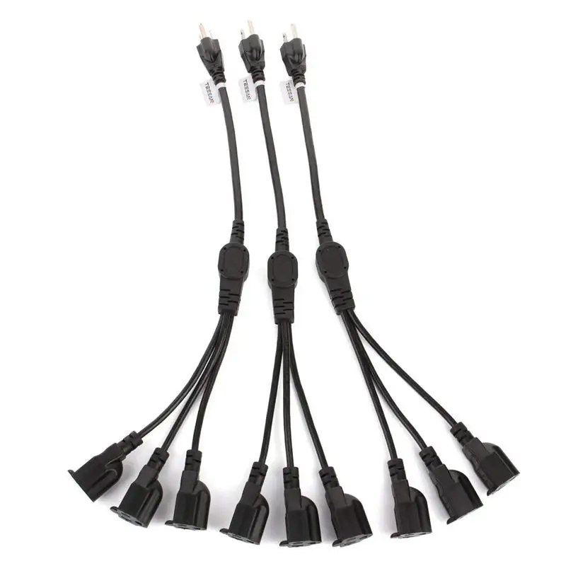 

3 Prong 1-to-3 Splitter Cable Power Extension Cord 20 Inches Cable Strip Outlet Saver-16AWG US Plug(3 pack)