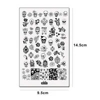 Big Rectangle Stamping Plate Rock SKull Rose Pattern Manicure Halloween Nail Art Stamp template Stencil Tools 9.5*14.5CM D09 2
