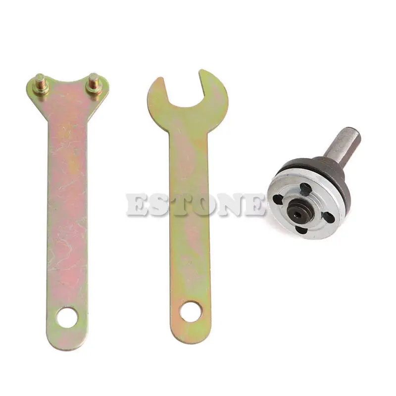  M10/16mm Hole Drill Angle Grinder Mandrel Adapter Disc Holder Spanner Kit Set