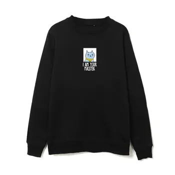 

Kpop Hoody Cotton Sweatershirt Cartoon Cat Printed Sweatshirts O Neck Pullover Long Sleeve Outerwears