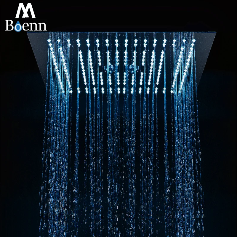 Rainfall Showerhead Concealed Mount LED Misty Bath Shower 304 Stainless Steel Polished Bathroom Shower Rain 64 Colors Over-heads Rainfall Showerhead Concealed Mount LED Misty Bath Shower 304 Stainless Steel Polished Bathroom Shower Rain 64 Colors Over-heads