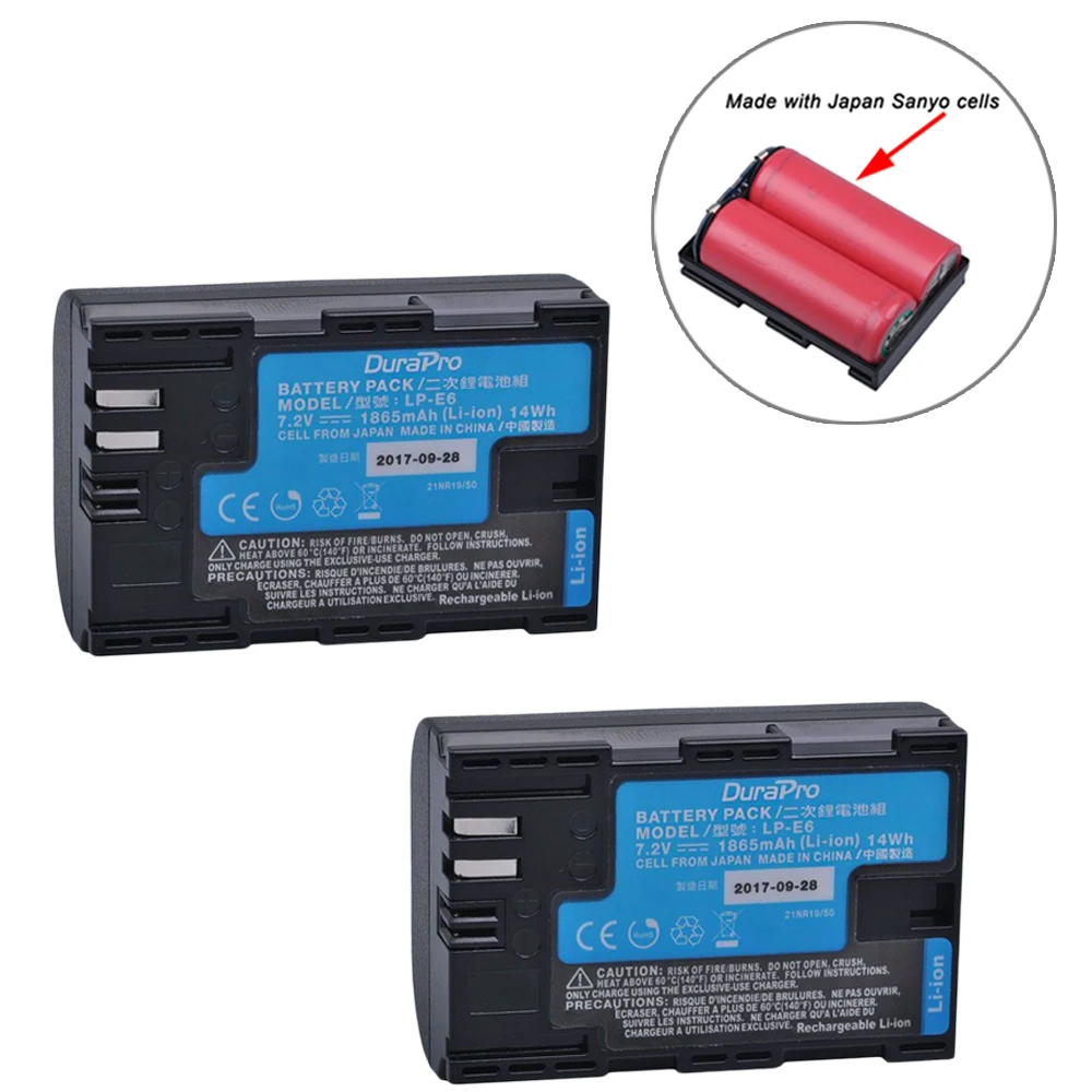 2pcs LP E6 LP E6N LP E6 Camera Battery Made With Japan Cells For Canon LP