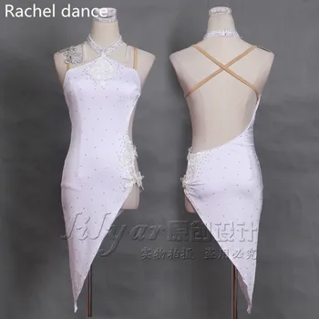 

2017 Latin Dance Dress Women Top Harness Style Back Opening Salsa Tango Rumba Flamengo Ballroom Latin Dance Competition Costumes