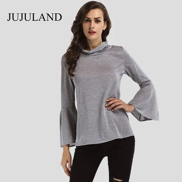 Autumn-Women-Tops-Long-Sleeve-Stand-Collar-Casual-Flare-Sleeve-Basic-Tees-Fashion-Women-Clothing-Korean.jpg_640x640