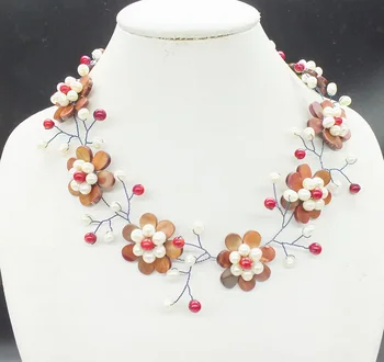 

NO-0285# Charming woman jewelry, Last necklace shell.pearl flower necklace