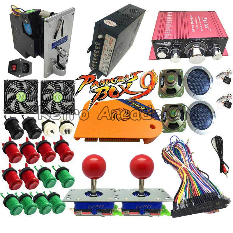 DIY American style Arcade game machine with Pandora box 9 PCB 1500 in 1 Happ button and joystick jamma harness HDMI VGA full kit