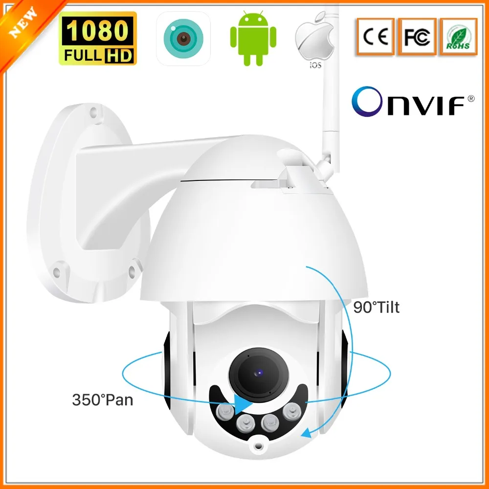 

BESDER WIFI Camera Outdoor PTZ IP Camera 1080p Speed Dome CCTV Security Cameras WIFI Exterior 2MP IR Home Two Way Audio PTZ CCTV