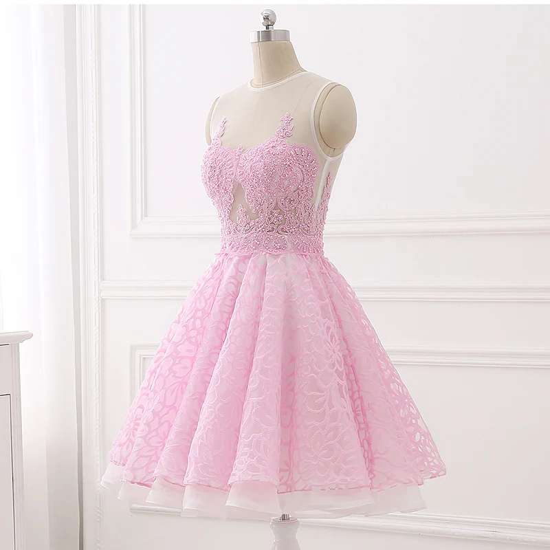 Vestidos curtos de hortelã com renda, apliques