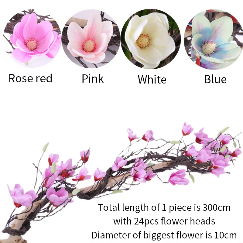 magnolia flowers garland fake Magnolia branches Wedding Decorations Ivy Vine Artificial Flowers wall Arch Decor Hanging flowers