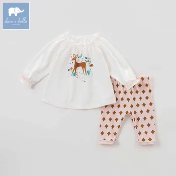 

DBA7981 dave bella autumn infant baby girls fashion print clothing sets children 2 pc toddler suit